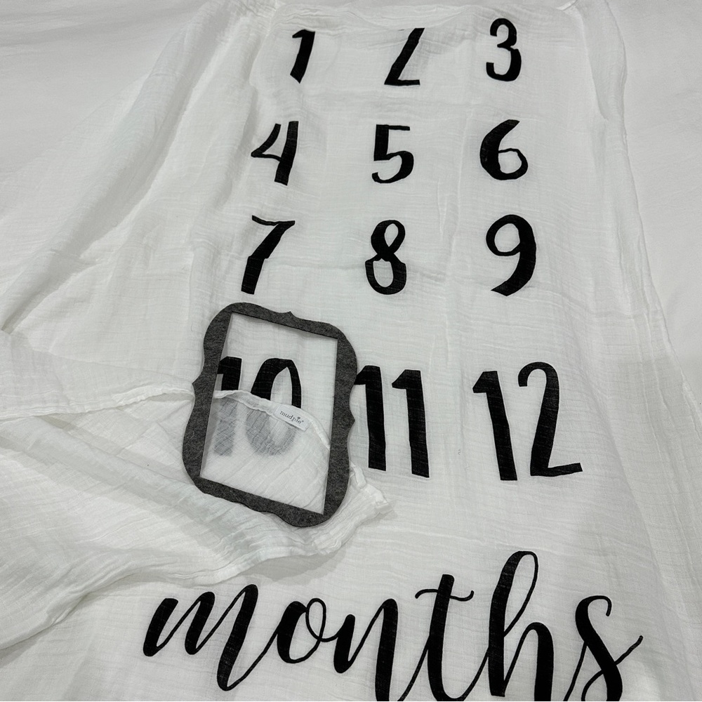 Mud pie milestone monthly blanket gender neutral baby picture prop nursery decor